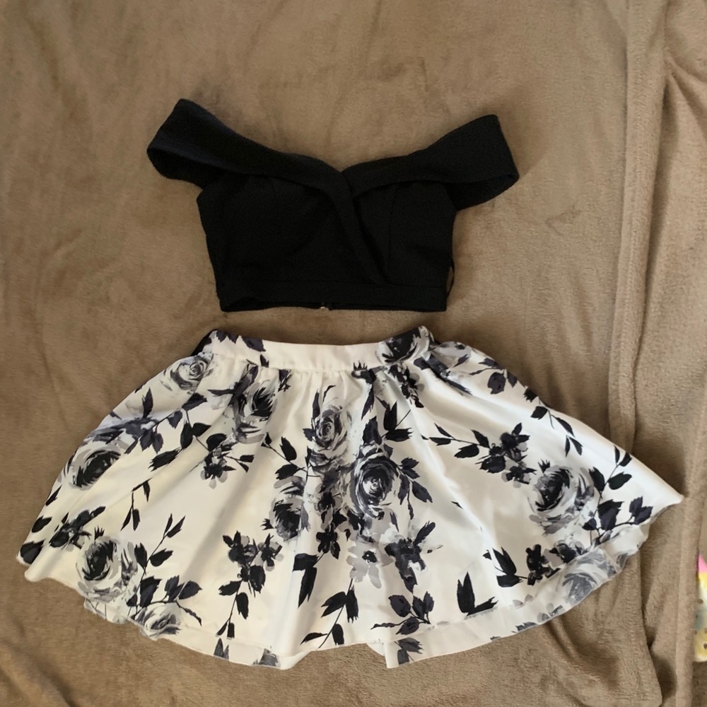 2 piece black & white dress